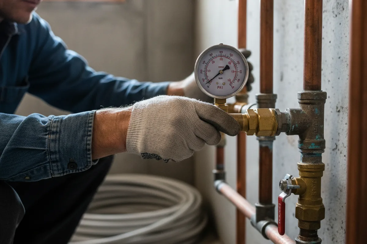 Pressure testing a repaired line during Water Line Repair in Zellwood